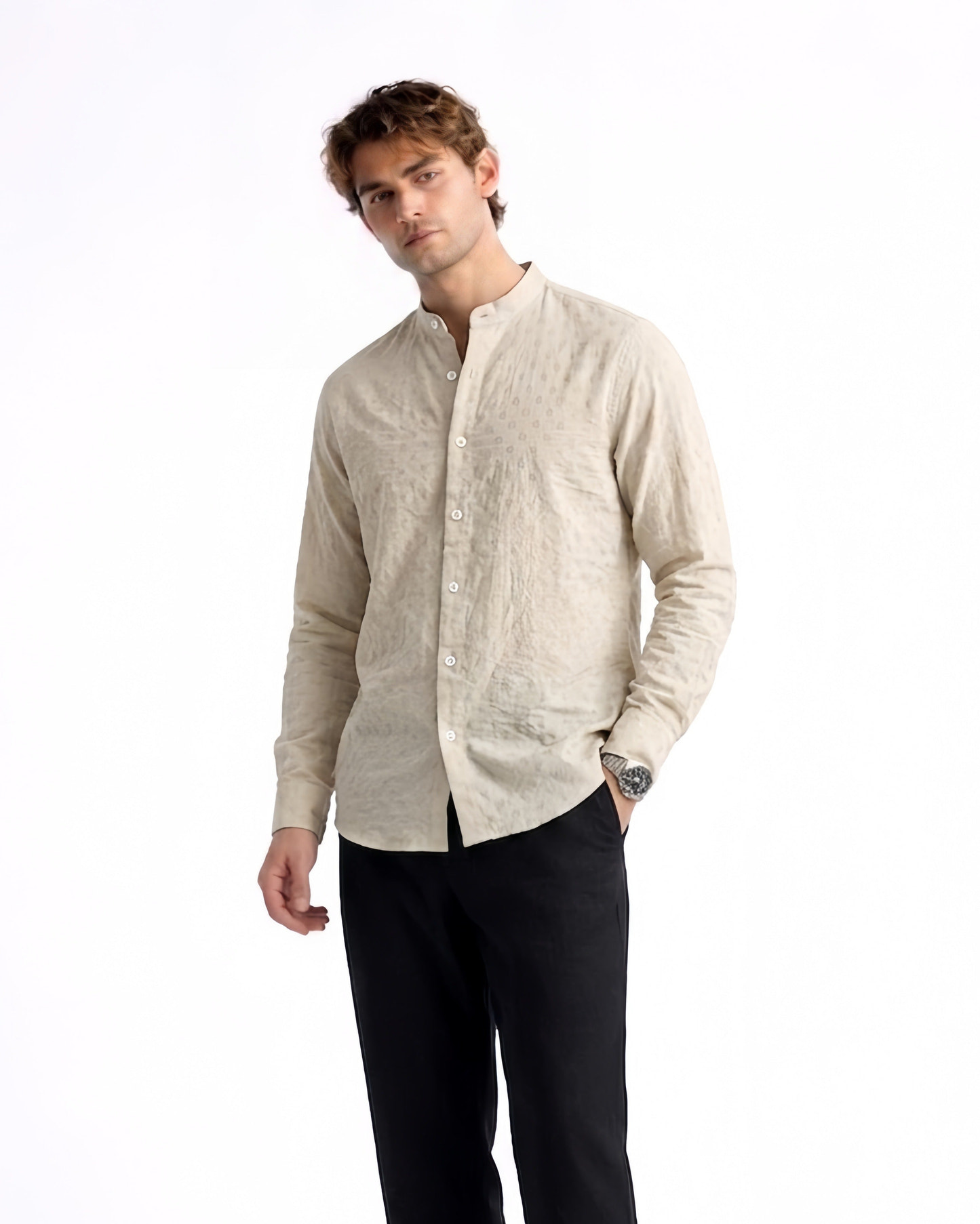 Chinese Coaller Embroidery Shirt