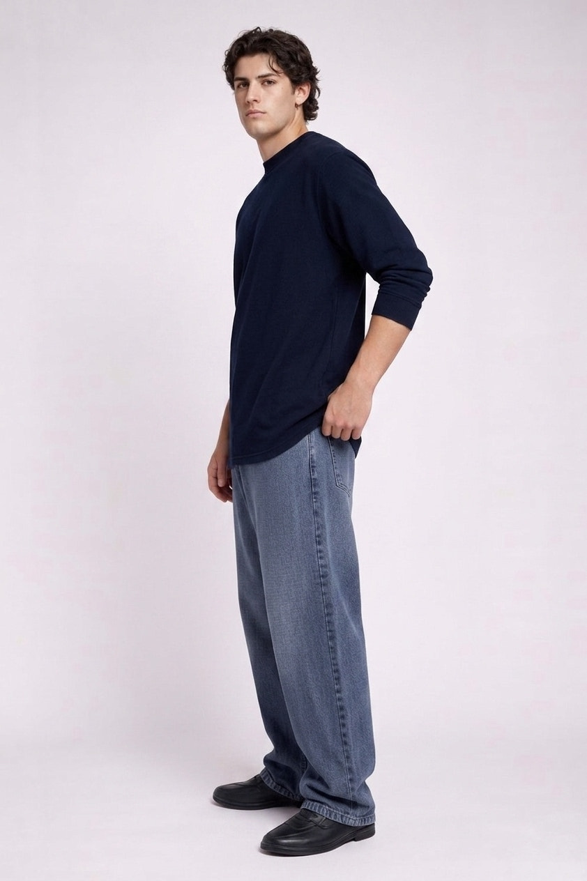 China Wash Wide Leg Jeans
