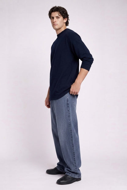 China Wash Wide Leg Jeans