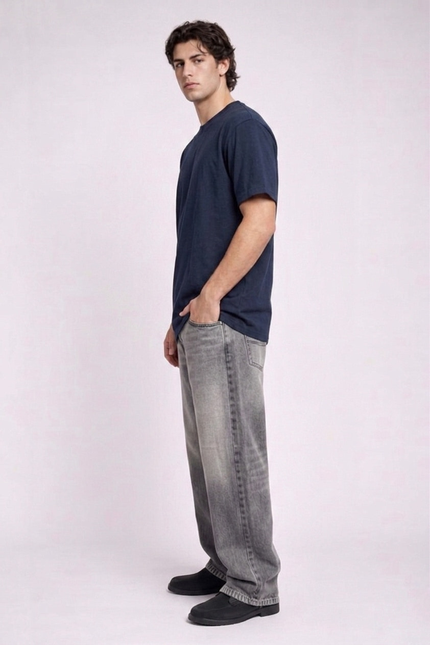 China Wash Wide Leg Jeans
