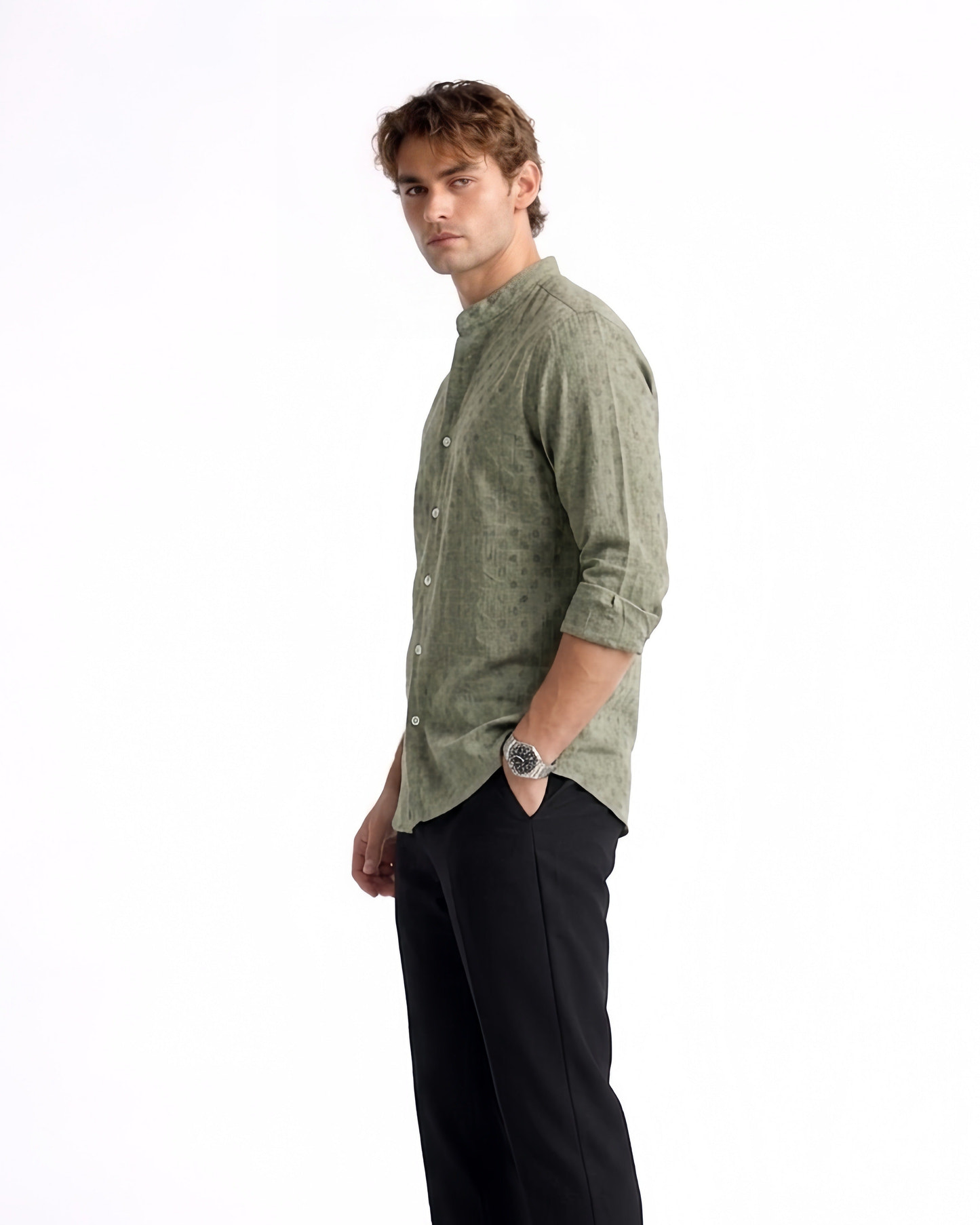 Chinese Coaller Embroidery Shirt