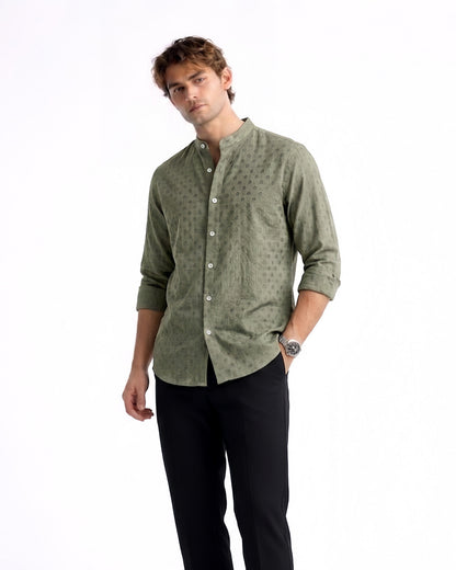 Chinese Coaller Embroidery Shirt