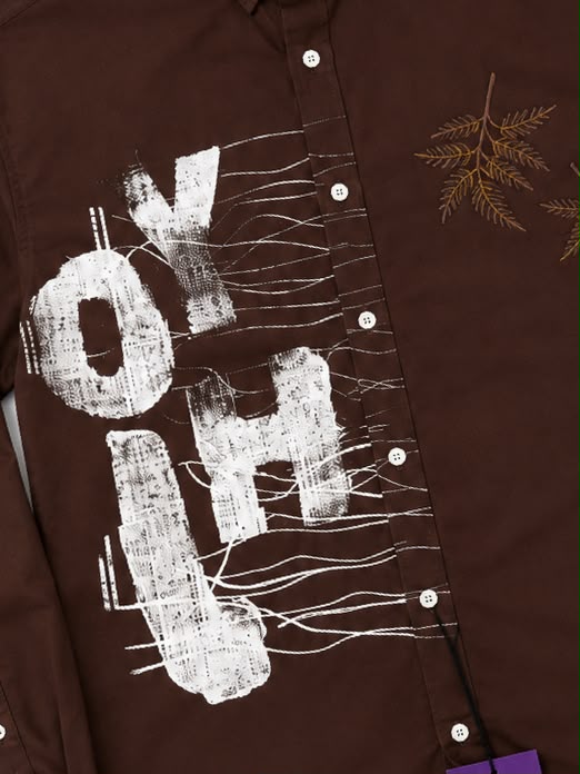 Brown Graphic Print Casual Shirt