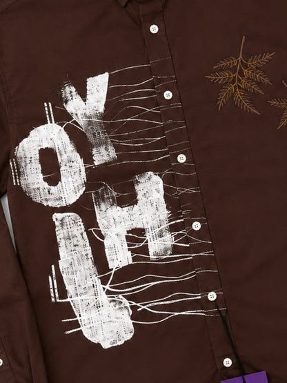 Brown Graphic Print Casual Shirt