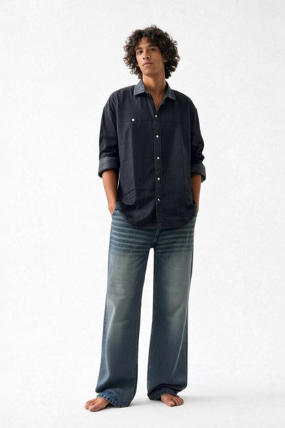 Wide-Leg Denim Jeans